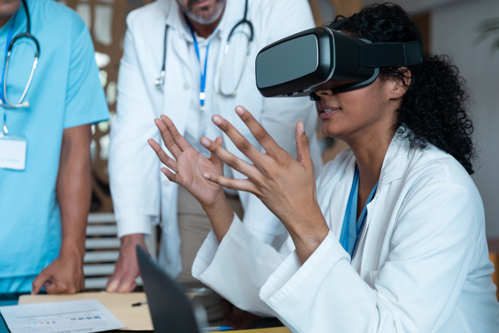 A doctor in training using virtual reality.
