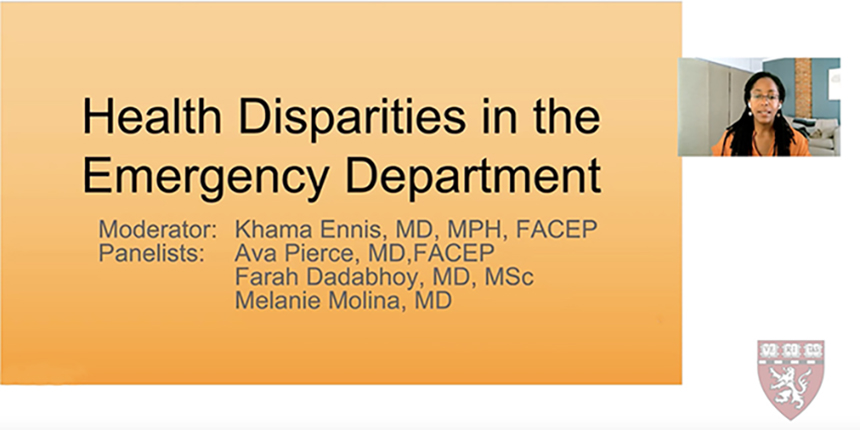 Health Disparities in the Emergency Department presentation title slide. 
