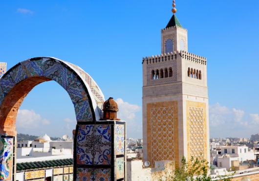 View of famous Mosque in Tunis, Tunisia.