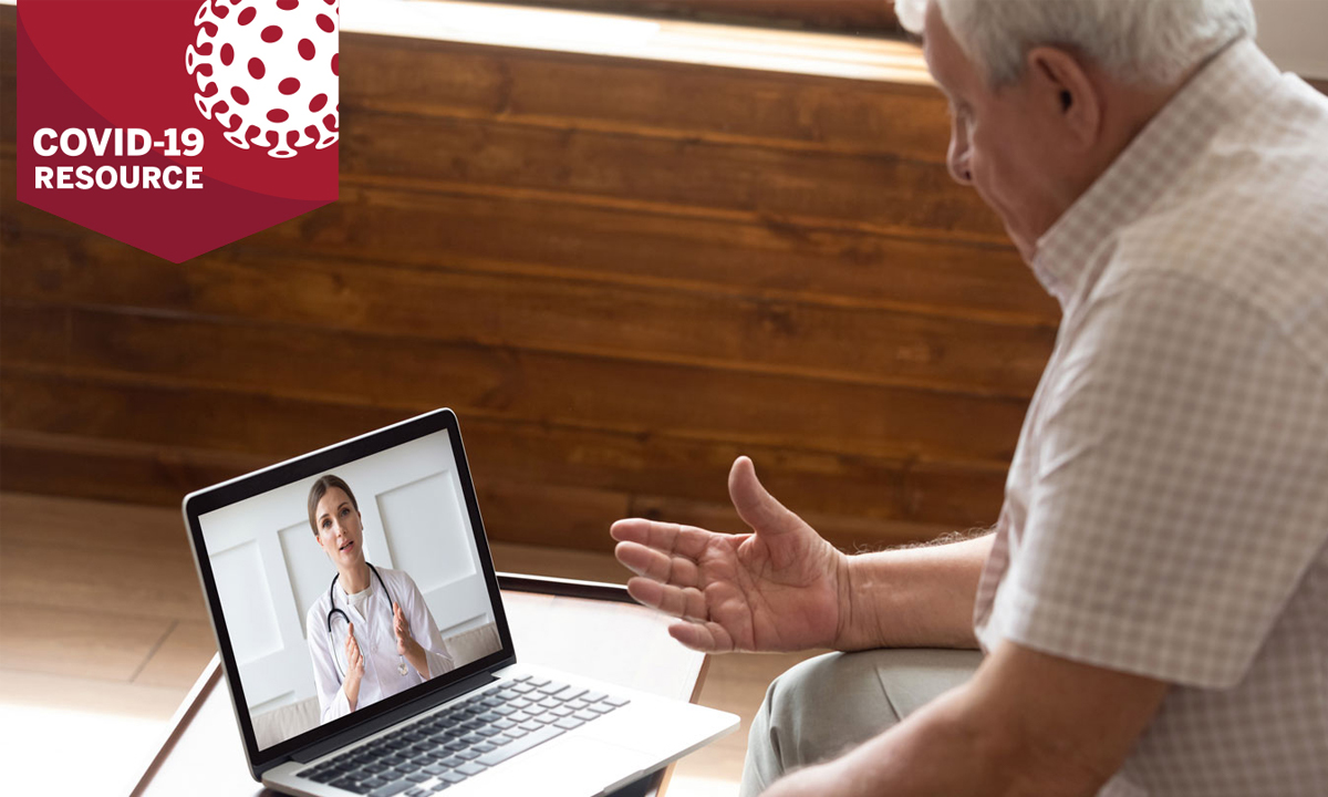 Physician conducting primary care visit using telemedicine techniques