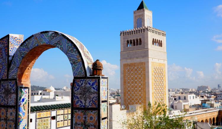 View of famous Mosque in Tunis, Tunisia.