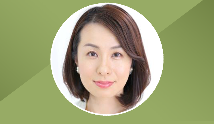 Makiko Mitsunami, MD in a circle on a green background.